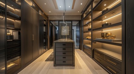 High-end cabinetry design featuring innovative storage solutions and elegant finishes