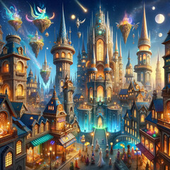 Fototapeta premium ファンタジー都市