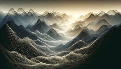 山岳地帯のワイヤーアート