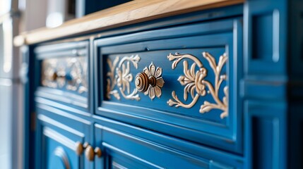 Close-up of a luxury cabinet makeover blending vintage charm with modern design