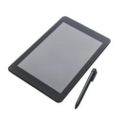 A digital tablet with a stylus pen.