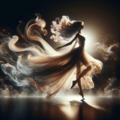 美しいドレスを着て踊る女性