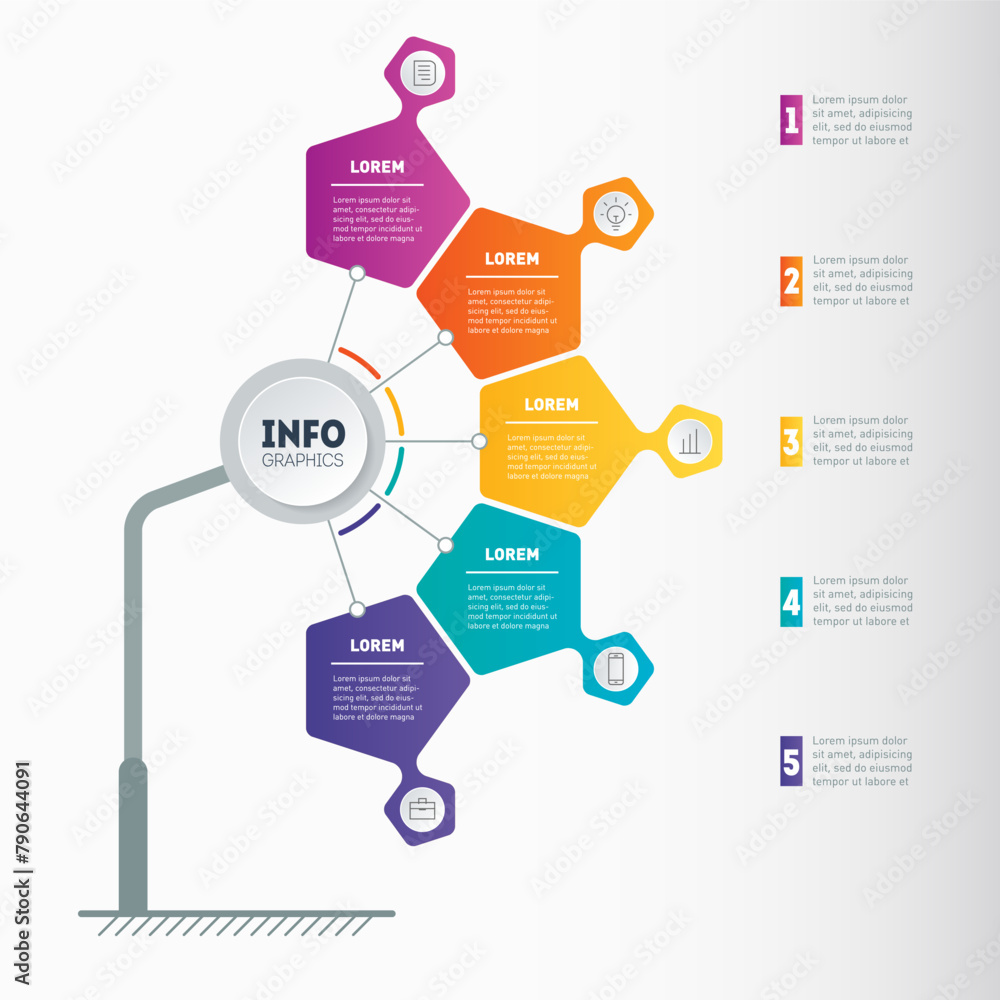 Poster infographics in the form of an advertising structure or a pointer.