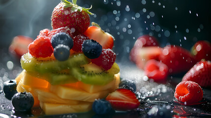 Appetizing juicy fruits and berries
