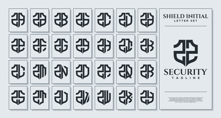 Set of geometric shield letter Z ZZ logo design - 790644802