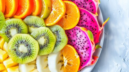 A vibrant close up of a colorful fruit platter