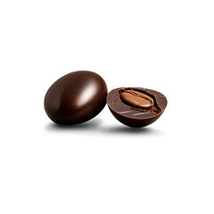 Chocolate espresso bean with dark chocolate coating whole roasted coffee bean center glossy finish Culinary
