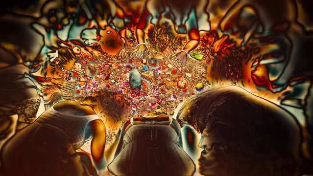 Madala with flowers and fruits, spiritual ceremony of earth, artistic effect. Loop Animation.