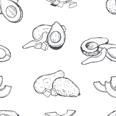  Vector   pattern with  avocado.