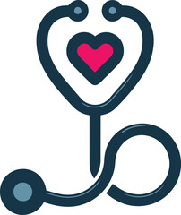 A stethoscope with a heart on it vector icon.