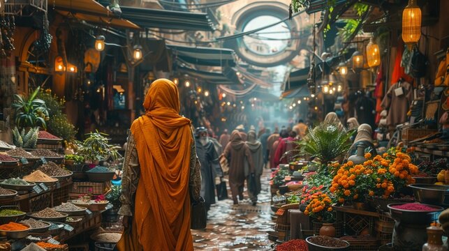An interdimensional marketplace where realities converge, trading goods and ideas that defy imagination