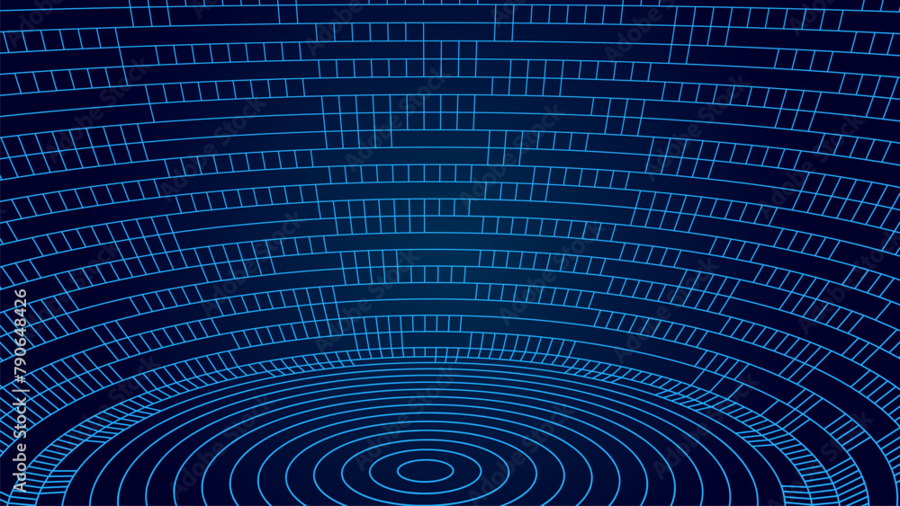Poster vector visualization of big data on a blue background. digital space. the concept of a compressed sp