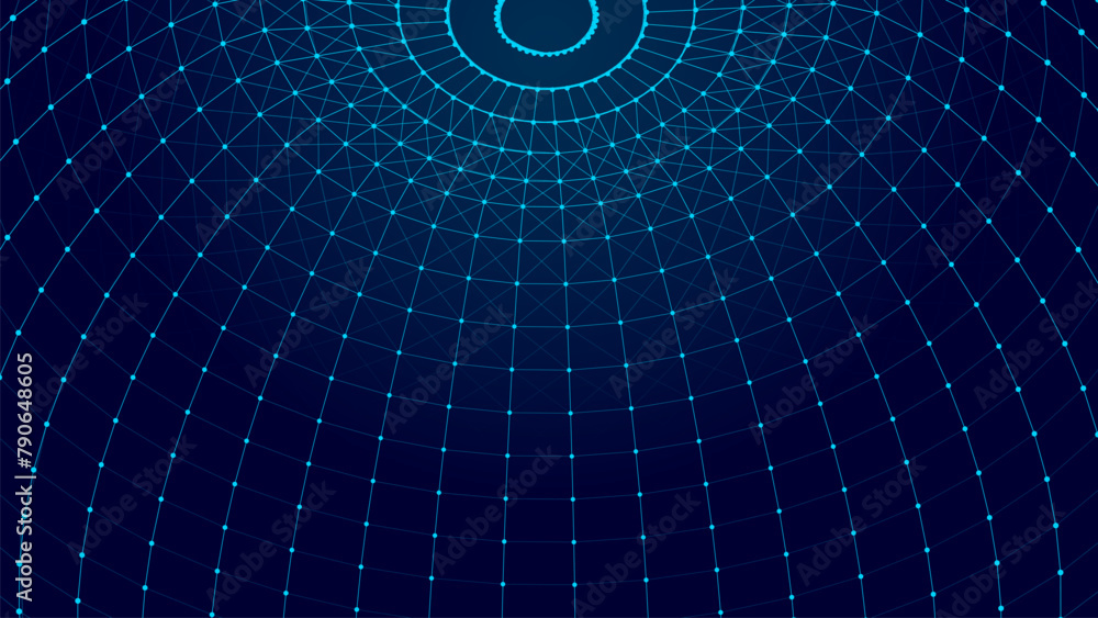 Poster vector visualization of big data on a blue background. digital space. the concept of a compressed sp