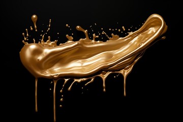 gold paint strokes and glitter on black background. - 790648823