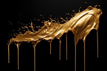 gold paint strokes and glitter on black background. - 790648875