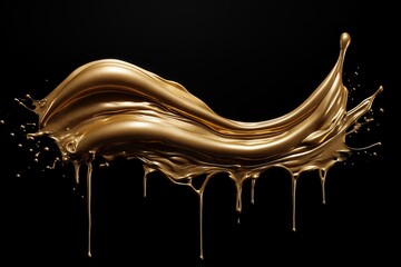gold paint strokes and glitter on black background. - 790649032