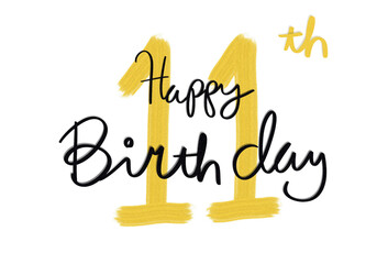 happy 11th birthday greeting card texts with transparent background