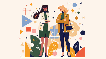Businesswomen teamwork concept flat vector illustra