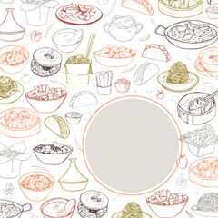 Sketch Food set.    Vector background.