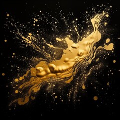 gold paint strokes and glitter on black background. - 790649214