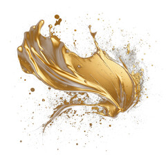 PNG  gold paint strokes and glitter on trasnsparent background. - 790649245