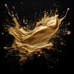 gold paint strokes and glitter on black background. - 790649256
