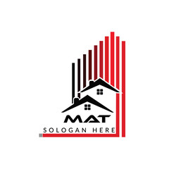 Fototapeta premium Letter MAT building vector, MAT initial construction. MAT real estate. MAT home letter logo design, MAT real estate Logo ,MAT Style home logo 