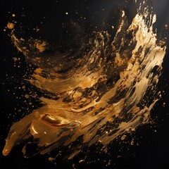 gold paint strokes and glitter on black background. - 790649491