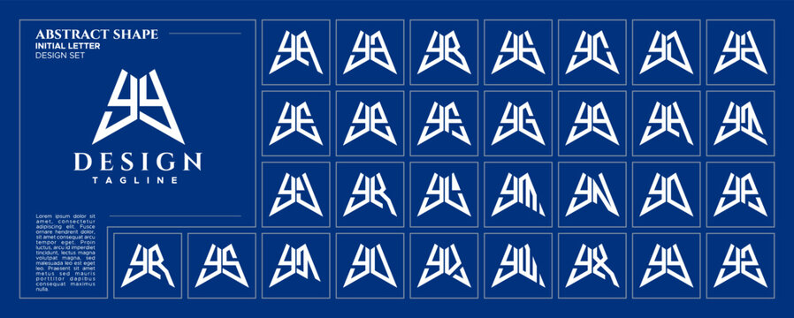 Modern abstract initial letter Y YY logo design bundle