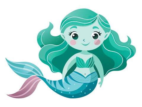 Children's room decoration: vector illustration of a cute mermaid
