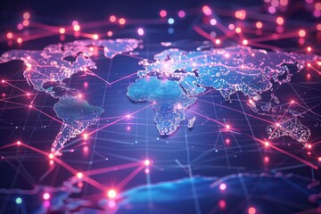Obraz premium Digital map of world network created with generative ai