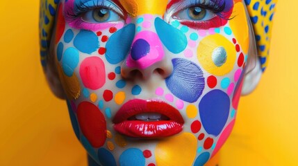 Vibrant and colorful pop art makeup, expressing fun and vibrancy
