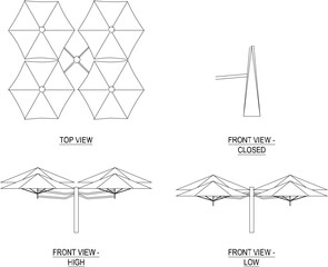 Vector sketch illustration of decorative umbrella design for beaches and cafes