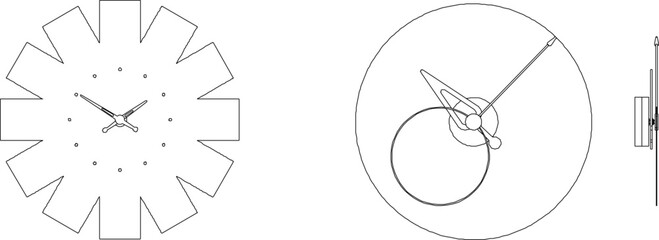 Vector sketch illustration of front and side view wall clock design