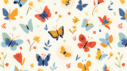 Butterflies seamless pattern repeating print. Sprin