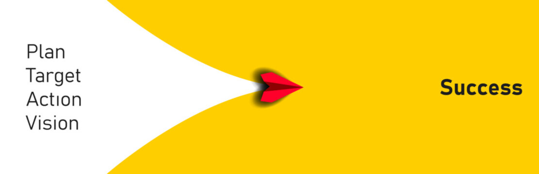 plane flying from plan, goal, action, vision to success. business creativity new idea discovery innovation technology. new year idea concept.