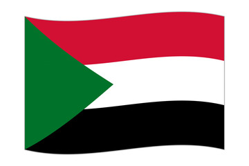 Waving flag of the country Sudan. Vector illustration.