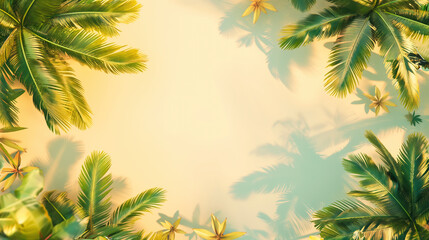 Summer background with palms, sand and copy space - 790652848