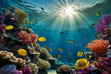 Fototapeta na wymiar The coral reefs are diverse ecosystems essential for marine life