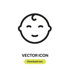 Baby icon vector. Linear-style sign for mobile concept and web design. Baby symbol illustration. Pixel vector graphics - Vector.