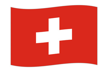 Waving flag of the country Switzerland. Vector illustration.