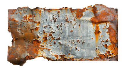 rusty metal plate isolated on white or transparent png