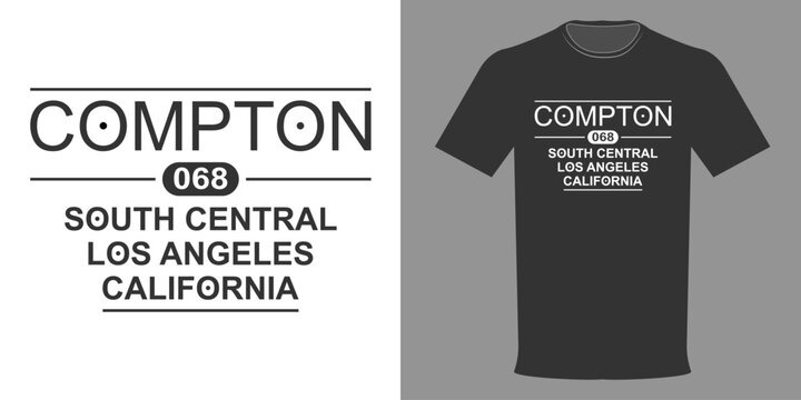 Vector illustration t-shirt Los Angeles, California, Compton, South Central, typographic template for printing
