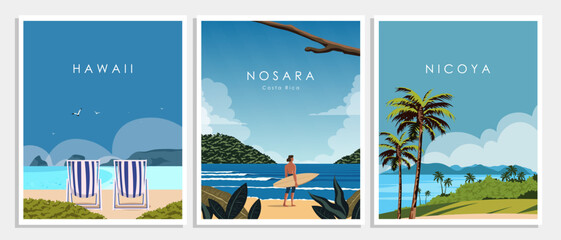 Collection of wall posters, travel posters, postcards