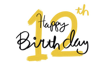 12th birthday greeting card with transparent background