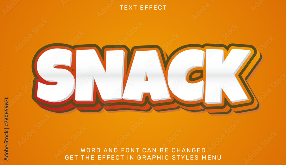 Poster snack text effect template in 3d design