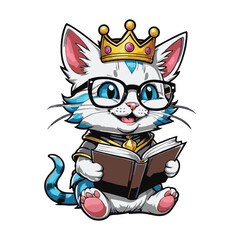 clipart vector isolation cute kitten read a book