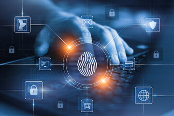 Fingerprint biometric login authorization and authentication concept. Access control to mobile...