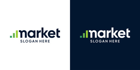 Market logo design wordmark. Financial investment charts, accounting and marketing logo design graphic vector. Symbol, icon, creative.