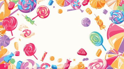 Candies circle background with lollipops pinwheels